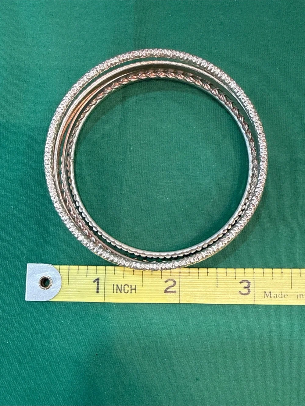 Mixed Metal Textured Bangle Bracelet Set - Women